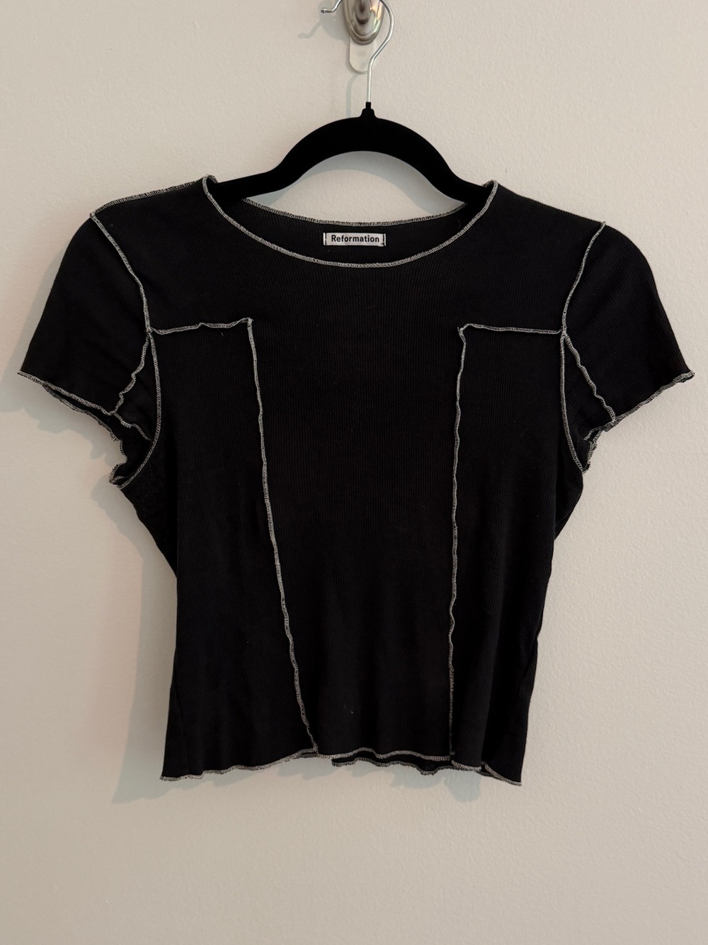 Reformation Knitted Top with White Stitching